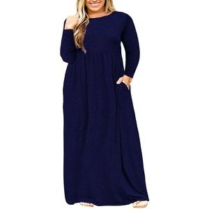 Nemidor Navy Blue Long Sleeve Modest Plus Size Maxi Dress Sz 20
